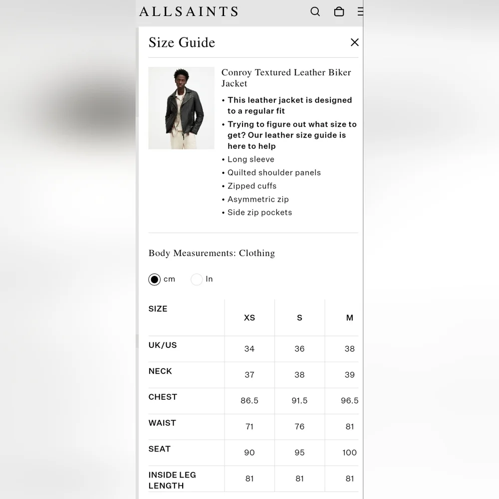 All Saints 'Conroy Textured Leather Biker' Jacket, XS